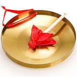 ZEAYEA 12.6 inch Gong Instrument, Chinese Traditional Percussion Instrument Copper Gong with Beater and Red Hanging Ribbon for Celebration, Party, Festivals