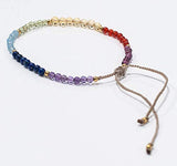 7 Chakra Travel Set - Aura Spray and Bracelet 2mm Small Beads - Gift Sets for Women and Men - Crystal, Gemstones Wristlet - Essential Oil Spray Energy, Free Linen Bag, Handmade in Bali