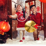 ZEAYEA 12.6 inch Gong Instrument, Chinese Traditional Percussion Instrument Copper Gong with Beater and Red Hanging Ribbon for Celebration, Party, Festivals