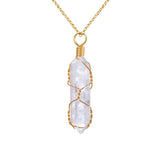 VIBILIA Healing Crystal Necklace Wire Wrapped Natural Amethyst Stone Point Pendant Necklace Hexagonal Reiki Spiritual Quartz Gemstone Stone Jewelry for Women Men