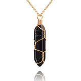 VIBILIA Healing Crystal Necklace Wire Wrapped Natural Amethyst Stone Point Pendant Necklace Hexagonal Reiki Spiritual Quartz Gemstone Stone Jewelry for Women Men
