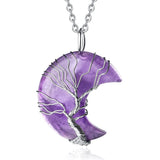 MAIBAOTA 7 Chakra Healing Crystal Necklace Gothic Necklaces for Women Crescent Moon Phase Stone Pendant Necklaces Natural Reiki Spiritual Quartz Gemstone Hippie Witch Jewelry Gifts for Women
