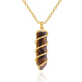 VIBILIA Healing Crystal Necklace Wire Wrapped Natural Amethyst Stone Point Pendant Necklace Hexagonal Reiki Spiritual Quartz Gemstone Stone Jewelry for Women Men