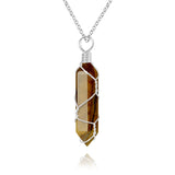 VIBILIA Healing Crystal Necklace Wire Wrapped Natural Amethyst Stone Point Pendant Necklace Hexagonal Reiki Spiritual Quartz Gemstone Stone Jewelry for Women Men