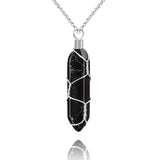 VIBILIA Healing Crystal Necklace Wire Wrapped Natural Amethyst Stone Point Pendant Necklace Hexagonal Reiki Spiritual Quartz Gemstone Stone Jewelry for Women Men