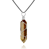 VIBILIA Healing Crystal Necklace Wire Wrapped Natural Amethyst Stone Point Pendant Necklace Hexagonal Reiki Spiritual Quartz Gemstone Stone Jewelry for Women Men