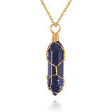 VIBILIA Healing Crystal Necklace Wire Wrapped Natural Amethyst Stone Point Pendant Necklace Hexagonal Reiki Spiritual Quartz Gemstone Stone Jewelry for Women Men