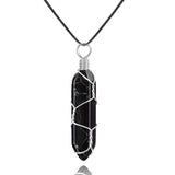 VIBILIA Healing Crystal Necklace Wire Wrapped Natural Amethyst Stone Point Pendant Necklace Hexagonal Reiki Spiritual Quartz Gemstone Stone Jewelry for Women Men