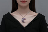 MAIBAOTA 7 Chakra Healing Crystal Necklace Gothic Necklaces for Women Crescent Moon Phase Stone Pendant Necklaces Natural Reiki Spiritual Quartz Gemstone Hippie Witch Jewelry Gifts for Women