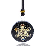 Real Crystal Energy Healing Pendant, Metatron Cube Necklace, Platonic Solids Set of 7-Piece Sacred Geometry, Orgonite Tear Drop Pendant Protection for Women & Men - Merkaba Crystal for Reiki