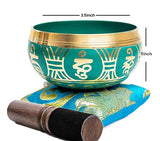 Tibetan Singing Bowl Set - Authentic Handcrafted Mindfulness Meditation Holistic Sound 7 Chakra Healing by Himalayan Bazaar (Turquoise)