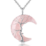 MAIBAOTA 7 Chakra Healing Crystal Necklace Gothic Necklaces for Women Crescent Moon Phase Stone Pendant Necklaces Natural Reiki Spiritual Quartz Gemstone Hippie Witch Jewelry Gifts for Women