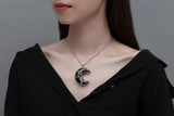 MAIBAOTA 7 Chakra Healing Crystal Necklace Gothic Necklaces for Women Crescent Moon Phase Stone Pendant Necklaces Natural Reiki Spiritual Quartz Gemstone Hippie Witch Jewelry Gifts for Women
