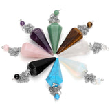 Top Plaza Natural Amethyst Rose Quartz Clear Crystal Opalite Multifaceted Pointed Pendulums Reiki Healing Pendants (1 Set (8pcs))