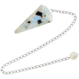Amazing Gemstone Rainbow Moonstone Crystal Pendulum for Divination - Certified Dowsing Crystals and Healing Stones for Chakra Balancing and Meditation - Enhance Reiki Spiritual Growth