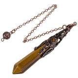 mookaitedecor Tiger's Eye Runes Stones Set & 6 Facted Crystal Pendulum for Divination Dowsing Meditation Balancing