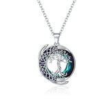 Kattepote Moon Tree of Life Necklace S925 Sterling Silver Crystal Tree of Life Pendant Necklace Celtic Knot Full Moon Tree of Life Women's Jewellery Gift