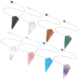 Top Plaza Natural Amethyst Rose Quartz Clear Crystal Opalite Multifaceted Pointed Pendulums Reiki Healing Pendants (1 Set (8pcs))