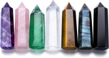 7PCS 2.2-2.6" Natural Healing Fluorite Crystals Wands Polishing Reiki Energy Stone Hexagonal Point Obelisk Large Gemstones for Meditation Therapy Grid Gifts (2.2inch/7pcs)