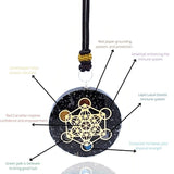 Real Crystal Energy Healing Pendant, Metatron Cube Necklace, Platonic Solids Set of 7-Piece Sacred Geometry, Orgonite Tear Drop Pendant Protection for Women & Men - Merkaba Crystal for Reiki