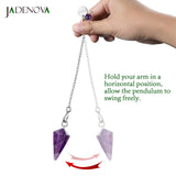 JADENOVA Pendulum Crystal Necklace Natural Amethyst Crystal Pendulums for Divination Dowsing Quartz Chakra Reiki Healing Jewelry for Women Men