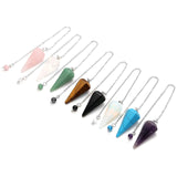 Top Plaza Natural Amethyst Rose Quartz Clear Crystal Opalite Multifaceted Pointed Pendulums Reiki Healing Pendants (1 Set (8pcs))