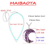 MAIBAOTA 7 Chakra Healing Crystal Necklace Gothic Necklaces for Women Crescent Moon Phase Stone Pendant Necklaces Natural Reiki Spiritual Quartz Gemstone Hippie Witch Jewelry Gifts for Women