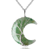 MAIBAOTA 7 Chakra Healing Crystal Necklace Gothic Necklaces for Women Crescent Moon Phase Stone Pendant Necklaces Natural Reiki Spiritual Quartz Gemstone Hippie Witch Jewelry Gifts for Women