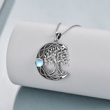 ONEFINITY Tree of Life Necklace 925 Sterling Silver Celtic Knot Moon Pendant Necklace with Moonstone Family Tree Jewelry for Women