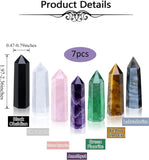 7PCS 2.2-2.6" Natural Healing Fluorite Crystals Wands Polishing Reiki Energy Stone Hexagonal Point Obelisk Large Gemstones for Meditation Therapy Grid Gifts (2.2inch/7pcs)