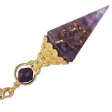 Rockcloud Healing Crystal Point Pendulum for Divination, Chakra Reiki Dowsing Balancing 6 Facet Pendant, Amethyst