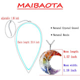 MAIBAOTA 7 Chakra Healing Crystal Necklace Gothic Necklaces for Women Crescent Moon Phase Stone Pendant Necklaces Natural Reiki Spiritual Quartz Gemstone Hippie Witch Jewelry Gifts for Women