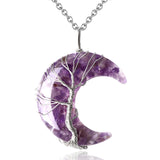 MAIBAOTA 7 Chakra Healing Crystal Necklace Gothic Necklaces for Women Crescent Moon Phase Stone Pendant Necklaces Natural Reiki Spiritual Quartz Gemstone Hippie Witch Jewelry Gifts for Women