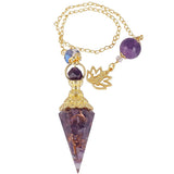Rockcloud Healing Crystal Point Pendulum for Divination, Chakra Reiki Dowsing Balancing 6 Facet Pendant, Amethyst
