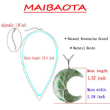 MAIBAOTA 7 Chakra Healing Crystal Necklace Gothic Necklaces for Women Crescent Moon Phase Stone Pendant Necklaces Natural Reiki Spiritual Quartz Gemstone Hippie Witch Jewelry Gifts for Women