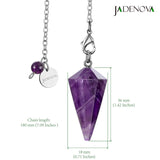 JADENOVA Pendulum Crystal Necklace Natural Amethyst Crystal Pendulums for Divination Dowsing Quartz Chakra Reiki Healing Jewelry for Women Men