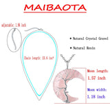 MAIBAOTA 7 Chakra Healing Crystal Necklace Gothic Necklaces for Women Crescent Moon Phase Stone Pendant Necklaces Natural Reiki Spiritual Quartz Gemstone Hippie Witch Jewelry Gifts for Women