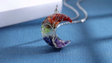 MAIBAOTA 7 Chakra Healing Crystal Necklace Gothic Necklaces for Women Crescent Moon Phase Stone Pendant Necklaces Natural Reiki Spiritual Quartz Gemstone Hippie Witch Jewelry Gifts for Women