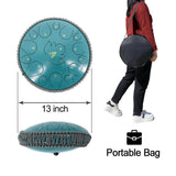 YoungMonic Steel Tongue Drum 13 Inches 15 Notes C Major Steel Drums Rain Chimes for Outside Percussion Instrument with Drum Mallets and Carry Bag
