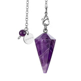 JADENOVA Pendulum Crystal Necklace Natural Amethyst Crystal Pendulums for Divination Dowsing Quartz Chakra Reiki Healing Jewelry for Women Men