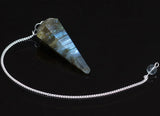Crocon Labradorite Gemstone Engraved Rune Stones Set (25 Pcs) with Elder Futhark Alphabets & 1 Labradorite Pendulum 950+ Carats Reiki Healing Stones Chakra Craft Norse Runes Size: 15-20 mm