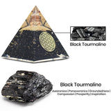 Real Crystal Black Tourmaline Orgonite Pyramid, Healing Crystal Pyramid, Pyramid Crystal Gemstone Pyramid for Meditation, Motivation, Positivity - Handmade in India