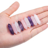 CrystalTears Healing Crystal Stones Set Hexagonal Natural Amethyst Rose Quartz Clear Quartz Reiki Healing Quartz Crystals Points Bulk Gemstone for Chakra Meditation Crystal Therapy 1.18"-1.3"