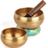 Relaehih 2-Pack Tibetan Singing Bowls Set - 100% Handmade in Nepal, Sound Bowl Meditation Set for Yoga, Chakra Healing, Meditation Gifts, Unique Gifts for Women (Blue, 3.15 + 4 inch)