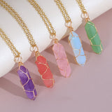 VIBILIA Healing Crystal Necklace Wire Wrapped Natural Amethyst Stone Point Pendant Necklace Hexagonal Reiki Spiritual Quartz Gemstone Stone Jewelry for Women Men