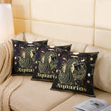 Zodiac Cushion Cover Feelyou Twelve Constellations Throw Pillow Cover 16"x16" 1 Pcs Aquarius Pillow Case Cushion Cover Western Astrology Zodiac Decorative Throw Pillowcase for Sofa Bohemian Cushion Case