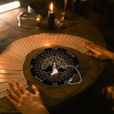 AHANDMAKER Pendulum Board Set, Wooden Dowsing Divination Board Metaphysical Message Board with Crystal Pendulum Necklace for Witchcraft Wiccan Altar Supplies Kit, Tree of Life Pattern