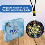 Real Crystal Energy Healing Pendant, Metatron Cube Necklace, Platonic Solids Set of 7-Piece Sacred Geometry, Orgonite Tear Drop Pendant Protection for Women & Men - Merkaba Crystal for Reiki