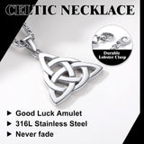 Richsteel Triquetra Celtic Knot Pendant Necklace for Men Women Stainless Steel Irish Knot Amulet Jewelry