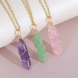 VIBILIA Healing Crystal Necklace Wire Wrapped Natural Amethyst Stone Point Pendant Necklace Hexagonal Reiki Spiritual Quartz Gemstone Stone Jewelry for Women Men